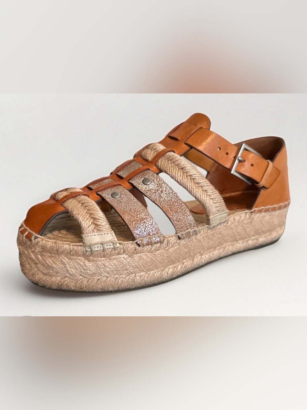 Tory Burch Tan and Natural Braided Espadrille Sandals